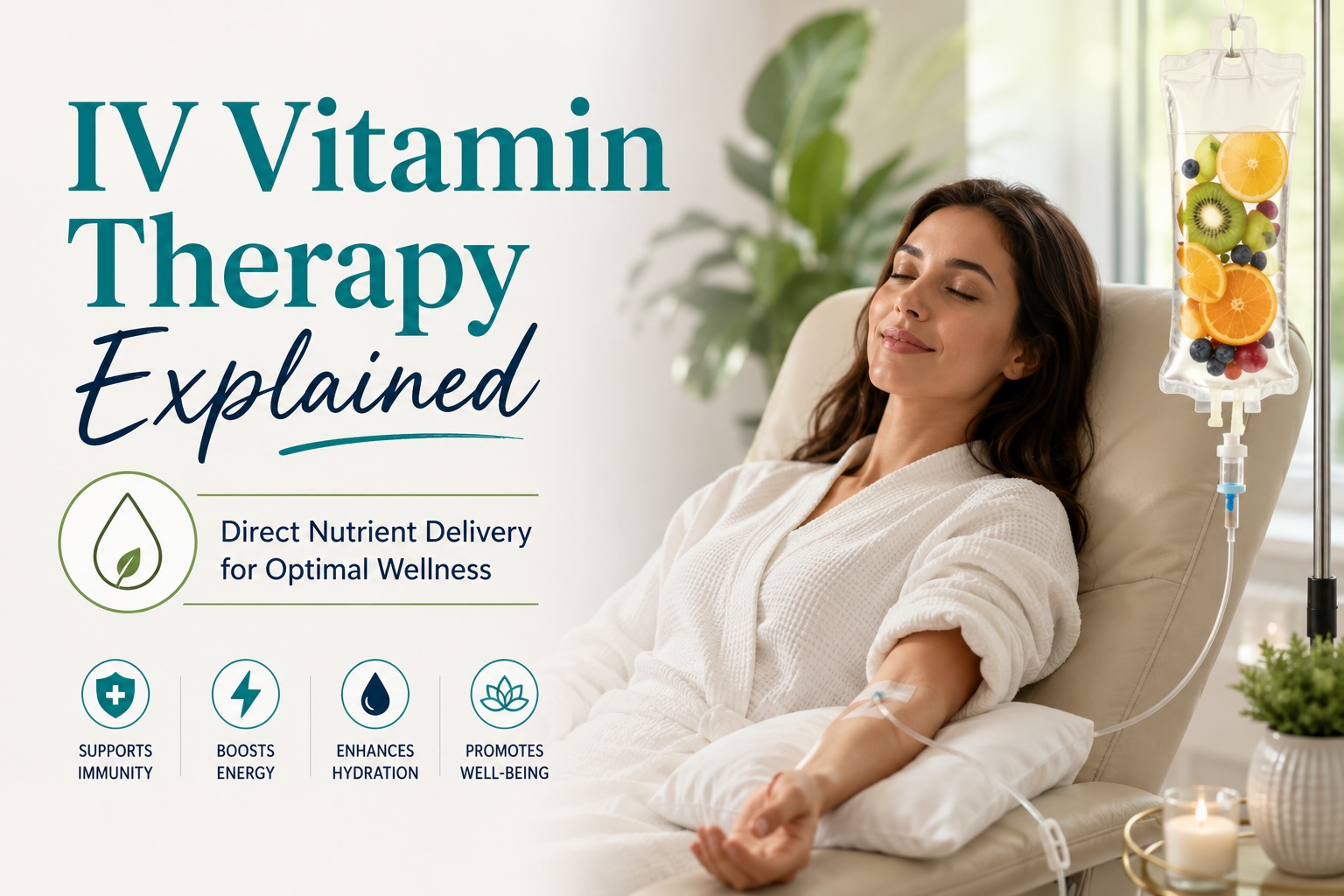 IV vitamin therapy session delivering fluids and nutrients directly into the bloodstream under professional supervision